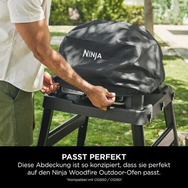 Чохол для гриля Ninja Woodfire XL, офіційний аксесуар, сумісний з BBQ OG850/OG901, водостійкий, захист від сонця, з шнурком, чорний