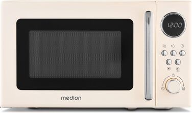 Мікрохвильова піч MEDION Retro 20 л 800 Вт, 8 програм, беж