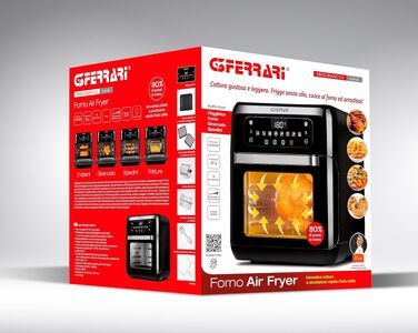Аерофритюрниця G3 Ferrari Friggisano 2.0 G10136, 1500 Вт, 11 л, 9 програм, цифровий дисплей, підсвітка, чорна