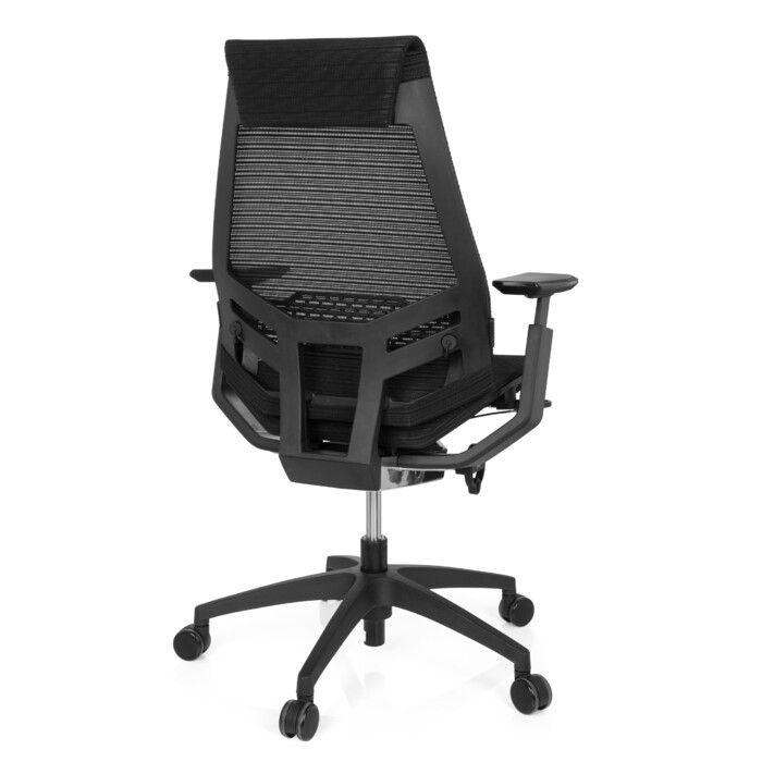 Офісний крісло GENIDIA SMART BLACK з сітчастою спинкою, чорний колір, hjh OFFICE