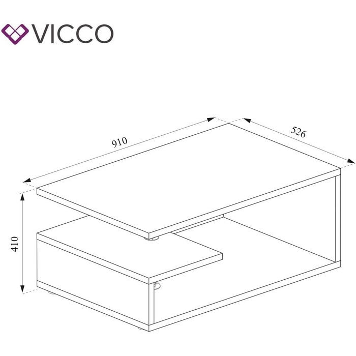 Журнальний стіл Vicco Guillermo білий/антрацит 91x41x53 см