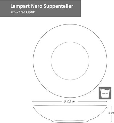 Набір посуду MamboCat Lampart Nero 18 предметів для 6 осіб, сучасний етно-стиль, чорний матовий, стонглазурований: обідні, супові, десертні тарілки