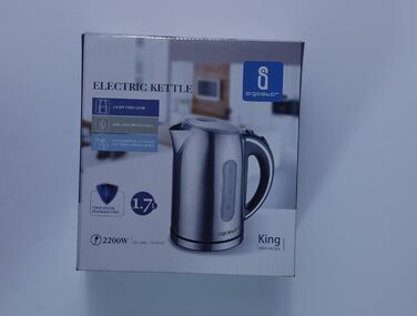 Електричний чайник Aigostar King 1,7 л, нержавіюча сталь, 2200 Вт, LED підсвітка, фільтр від накипу, захист від перегріву, BPA Free