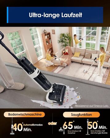Tineco FLOOR ONE S6 Combo: акумуляторний пилосос 2-в-1 для сухого та вологого прибирання, самоочищення, 60 хв роботи