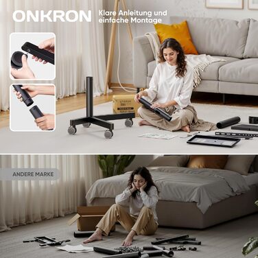 Мобільна стійка для телевізора ONKRON 23-60'' до 40 кг, з колесами, регульована висота, чорна, VESA 400x400, TS1137-B