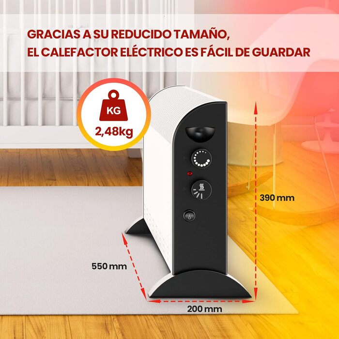 Конвектор Extralink LCV-06 2000Вт з термостатом і вентилятором, 3 режими, компактний, захист від перегріву
