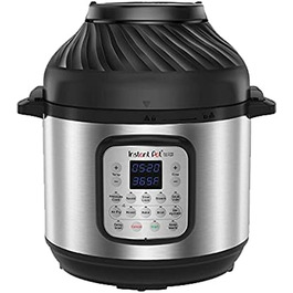 Мультиварка Instant Pot Duo Crisp 5.7 л з функцією аерофритюрниці 11-в-1, електричний скороварка, пароварка, дегідратор, гриль, з нержавіючої сталі, срібляста