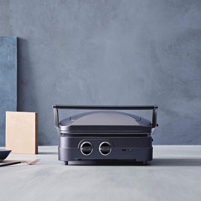 Електрогриль Cuisinart Griddle & Grill, сендвічниця, прес для паніні, знімні антипригарні пластини, посудомийна безпека, здорове приготування з мінімумом олії, синій