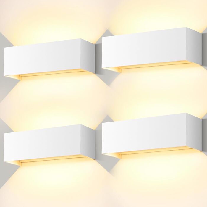 LEDMO LED настінні світильники 30Вт, 4 шт, білий, для внутрішнього та зовнішнього використання, регульований світловий потік вгору/вниз, 3000K тепле біле світло, IP65 водонепроникні