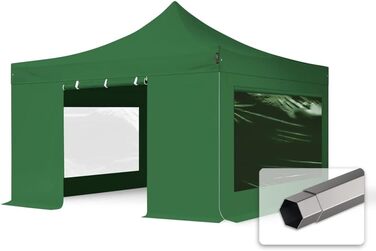Павільйон-розкладушка TOOLPORT 4x4 м з 4 стінками та панорамними вікнами, преміум намет для вечірок, темно-зелений