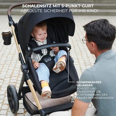 Дитяча коляска Kinderkraft MOOV2 4 в 1 з автокріслом I-SIZE, чорна (CLASSIC)