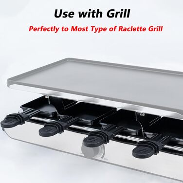 QcuGvy Poelon Raclette Carré, 4 шт. антипригарних міні-сковорідок для раклету з дерев'яними лопатками, ізольована ручка, для омлетів та плавленого сиру