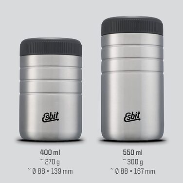 Термос для їжі Esbit Majoris 400 мл, нержавіюча сталь, BPA-free, чорний-сріблястий, для гарячих страв і супів