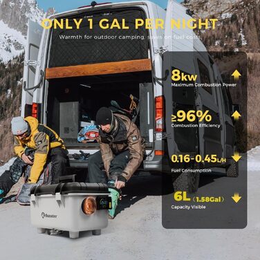Автономний дизельний обігрівач повітря Sunster 8кВт з керуванням через APP, EU-адаптером та сумкою для транспортування, сірий (TB30)