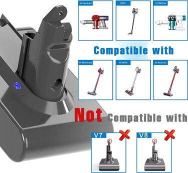 Оновлений акумулятор 6,0Ah для Dyson V6, Li-ion, сумісний з DC62/DC58/DC59/DC61/DC72/DC74/SV03/SV05/SV06/SV07/SV09, акумулятор для бездротового пилососа Dyson V6