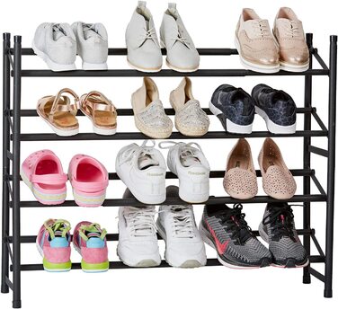 Металевий стелаж для взуття LOVE IT STORE IT Loft, 4 рівні, розсувний, стійкий, до 20 пар, чорний матовий