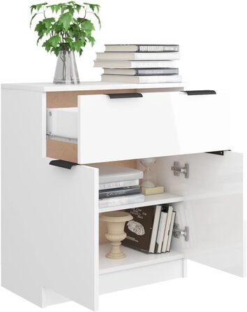Комод-вітрина vidaXL для вітальні, глянцевий білий, 60x30x70 см, ДСП
