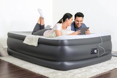 Надувний матрац SleepLux Dream Luxus подвійний з вбудованим насосом, 45.7 см, високий, для гостей, кемпінгу, дому