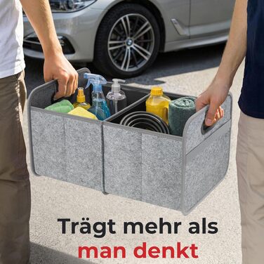 Органайзер у багажник Achilles Auto-Faltbox XL — велика складана сумка-коробка з фетру для авто, сіра