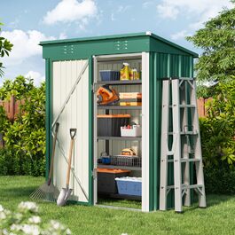 Металевий сарай для інструментів Bealife 180x162x95 см, сталевий садовий шоп, вуличний склад, господарський будиночок для двору, тераси, газону (Зелений)