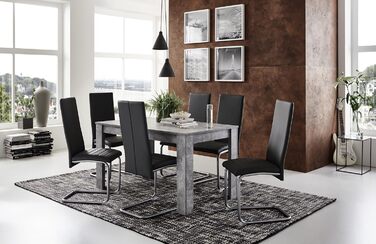 Стіл обідній byLIVING NEPAL 140x80 см, бетон-оптика, сучасний кухонний стіл без реверсивної плити