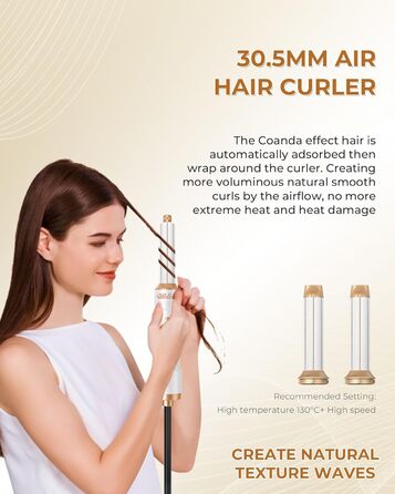 UKLISS 6-в-1 Hairstyler: Фен-щітка для укладки волосся з гарячим повітрям, автоматична, Pro (біло-сірий)