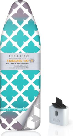 Чохол для прасувальної дошки Timbley Komfort, OEKOTEX 100, розмір L (130-140 x 38-50 см), для парових прасок, бірюзово-сірий, німецький бренд