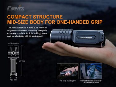 Ліхтар Fenix LR35R LED 10000 люмен, компактний, чорний