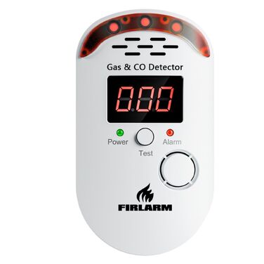 Комбінований детектор газу та чадного газу (CO) Firlarm з LED-індикатором та мережевим штекером, датчик витоку горючих газів для кухні, гаража та кемпера