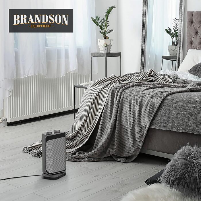 Керамічний обігрівач Brandson для ванної, енергозберігаючий, безшумний, з терморегулятором і термозахистом, 2 режими потужності