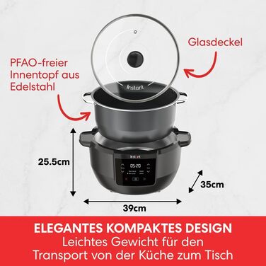 Мультиварка Instant Pot Superior 7.1 л, 4 режими (повільне приготування, смаження, пароварка, підігрів), для кухні, 800 Вт, підходить для посудомийки