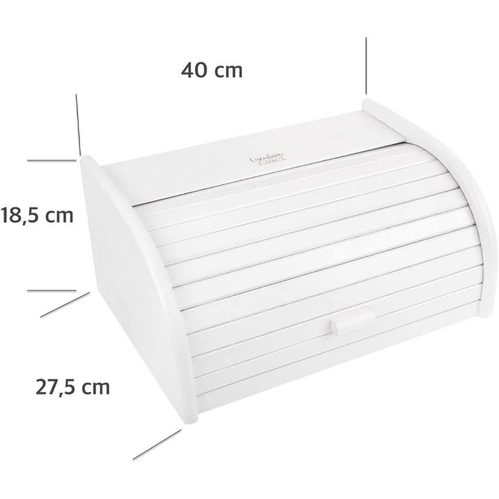Дерев'яний білий хлібник Creative Home з роликовою кришкою 38x28,5x17,5 см – натуральна коробка для хліба, булочок та випічки для кухні