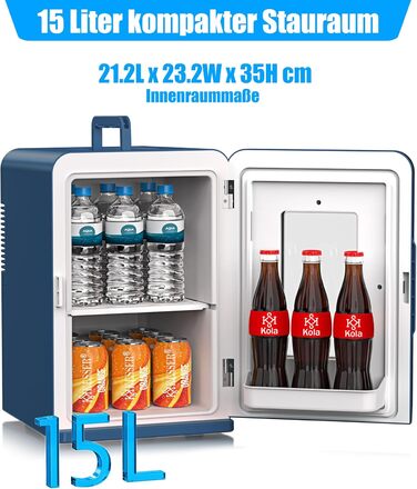 Міні холодильник KESSER® 2в1: 15 літрів, охолодження та підігрів, портативний, AC/DC, для авто, офісу, кемпінгу