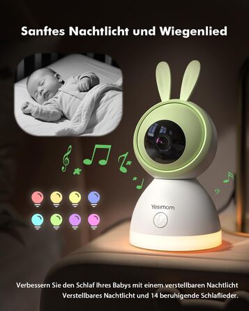 Відеоняня з камерою 1080P HD PTZ 360° та Wi-Fi: монітор для немовлят з додатком, нічним баченням, 4x Zoom, детекцією руху/звуку, двостороннім аудіо, автотрекінгом та сповіщеннями | 8SM