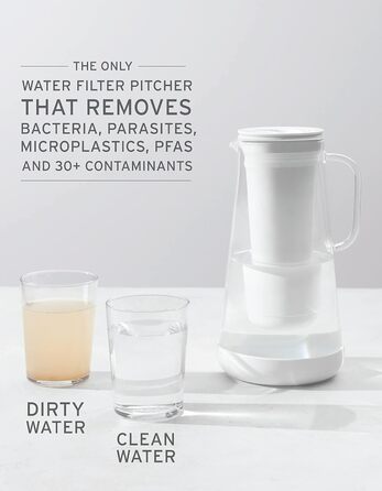 Фільтр для води LifeStraw Home: скляна кана з силіконовим дном, 1.6 л, Stormy Blue