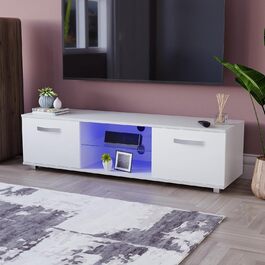 ТВ-тумба Vida Designs Cosmo, ДСП, біла, 140 см, з LED-підсвіткою