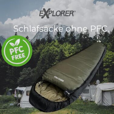 Зимовий спальний мішок-кокон Explorer® Northpole для дорослих, від -21°C до -4°C, 300GSM, вологостійкий, з YKK-застібкою, для кемпінгу та подорожей