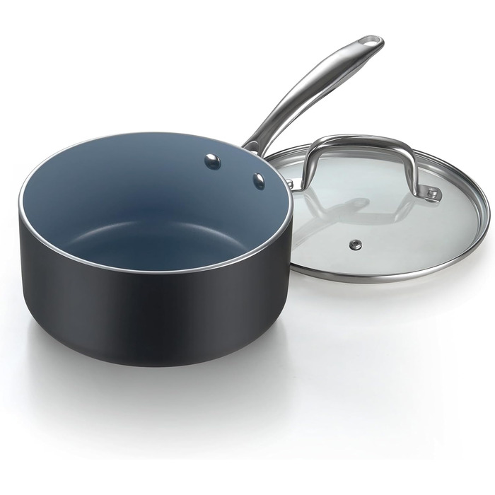 Набір посуду Cook N Home керамічний антипригарний 10 предметів сірий: каструлі, сковороди, казанок з кришкою