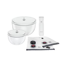 Набір вакуумних контейнерів для зберігання їжі ZWILLING Fresh & Save, 6 предметів, скло, сірий (S-12см, M-18см, L-24см)