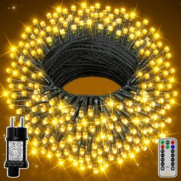 Гірлянда Ollny 20 м 200 LED для вулиці й дому, тепле біле світло, з пультом і таймером, 8 режимів, водонепроникна, для саду, балкона, весілля, новорічна