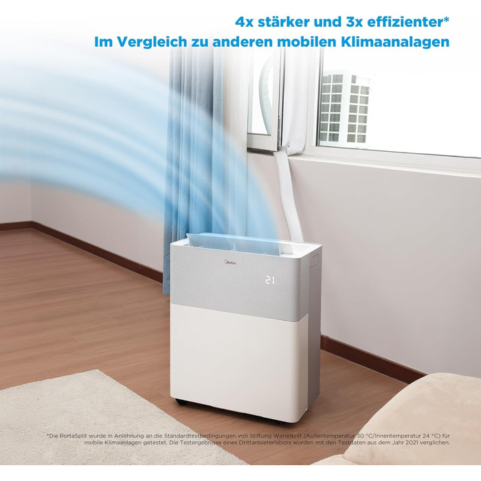 Мобільний кондиціонер Midea PortaSplit-E 12000 BTU (3.5 кВт), охолодження A++/обігрів A+, персиковий, до 42 м² - тихий режим 39 дБ
