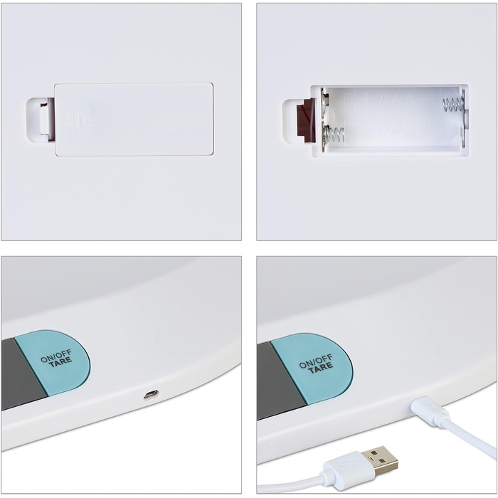 Електронна дитяча вага Relaxdays до 20 кг, з батарейками та USB, для немовлят і тварин, біла