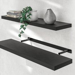 Полиця настінна Casaria Holz Schwarz 90 см для кухні, вітальні, коридору - чорна матова, витримує до 15 кг