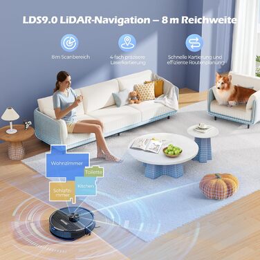 Робот-пилосос Lubluelu SL68 Plus 3-в-1 з функцією миття, 4500Pa, лазерна навігація, керування через додаток, 24 зони заборони для шерсті тварин, килим