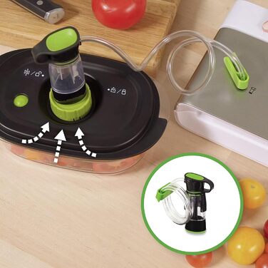 Компактний вакууматор FoodSaver VS0100X з ручним пристроєм для вакуумування, сріблястий (1 рулон та 4 пакети в комплекті)