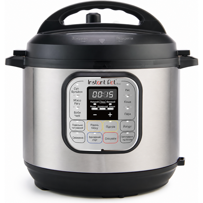 Мультиварка Instant Pot Duo 7-в-1, 5,7 л, електрична скороварка, рисоварка, йогуртниця, пароварка, повільноварка, з нержавіючої сталі, чорна
