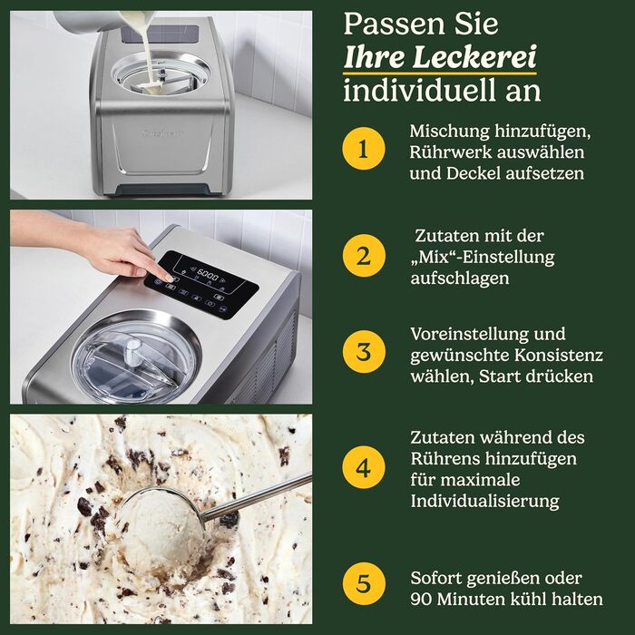 Морожениця Cuisinart FreezeEase самоохолоджувана, срібляста – для морозива, сорбету, замороженого йогурту (без попереднього заморожування, 3 режими, 40 хв)
