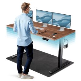 Електричний стіл CleverDesk 160x80 см з регулюванням висоти, чорний каркас, стільниця з дерева, 2x USB, кабель-канал - Переможець тесту!