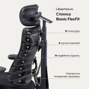 Крісло офісне ергономічне LiberNovo Omni Gen Graphite 48 см