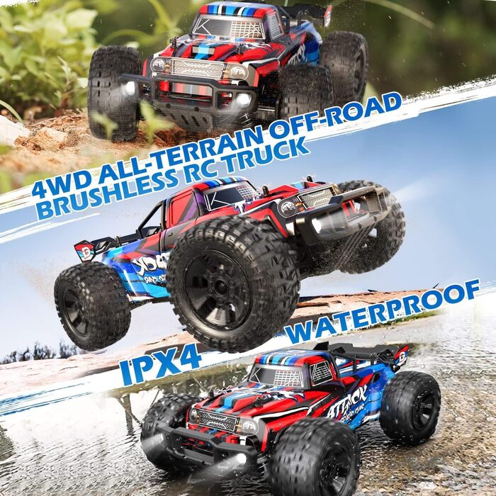 Радіокерований автомобіль DEERC 1:10 4WD 60+ км/год, безщітковий, для дорослих, позашляховик, 40+ хв роботи, подарунок хлопчику (210E)